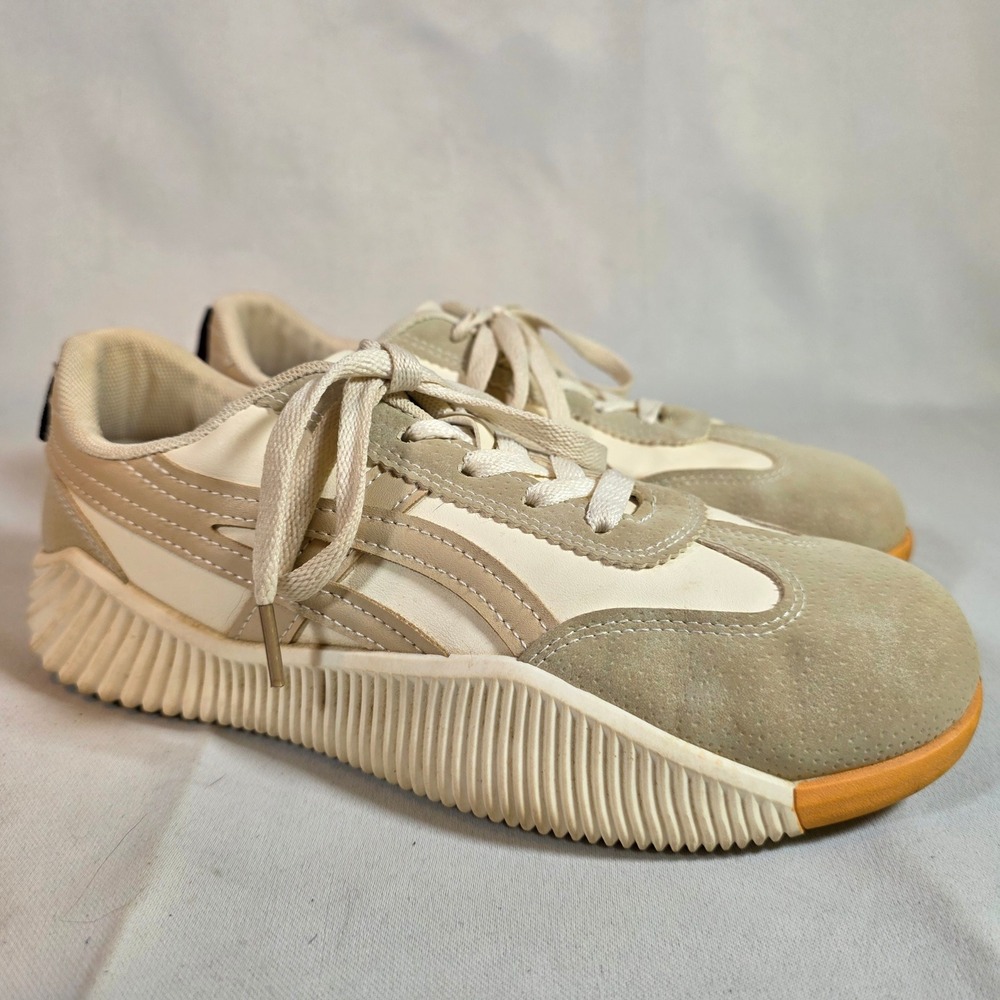 De Florance DF Cloudeau Womens 7 Beige Suede Leather Chunky Sneakers Orthopedic